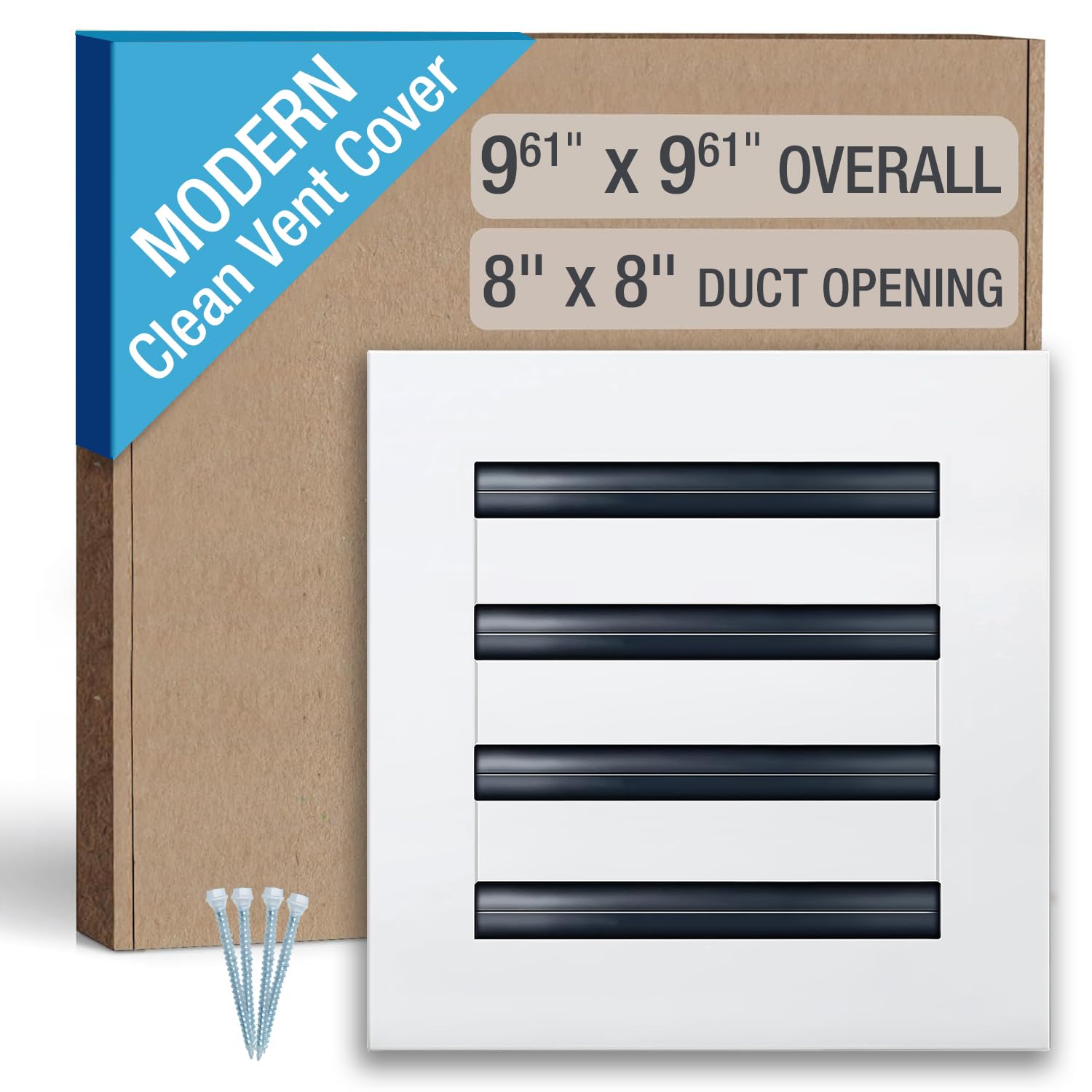 FA-STAR AC Lüftungsgitter Modern – Weiß, Aluminium, 8x6 Zoll Kanalausschnitt, Für Decke/Wand/Boden, Schlankes Design