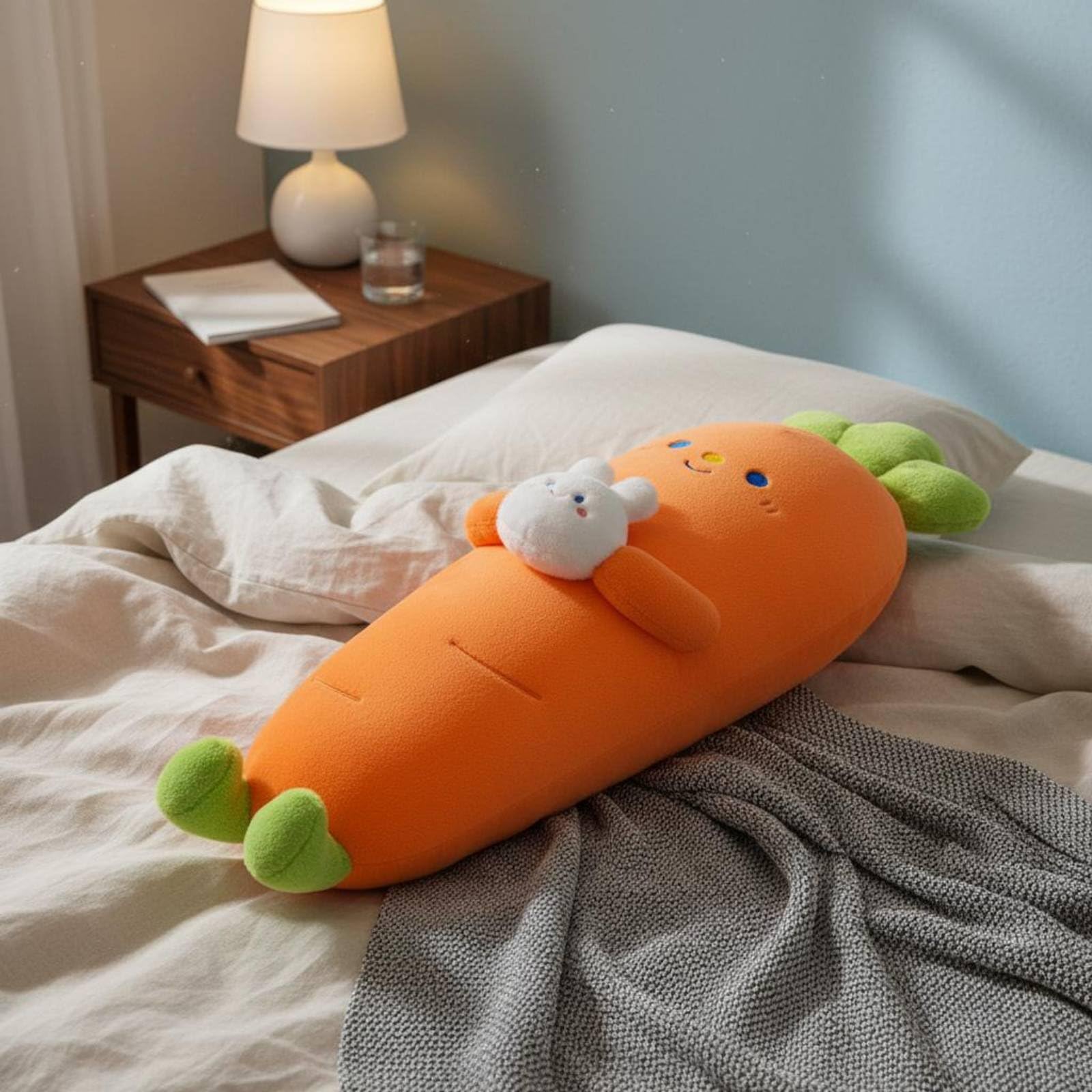 harayaa Almohada de Peluche Zanahoria Cojín Mullido Cojín Corporal Cojín Decorativo Muñeco Suave Tela Larga y Relleno de Algodón PP Adecuada para Niñas Niños Dormitorio Sofá Guardería, 95 Cm