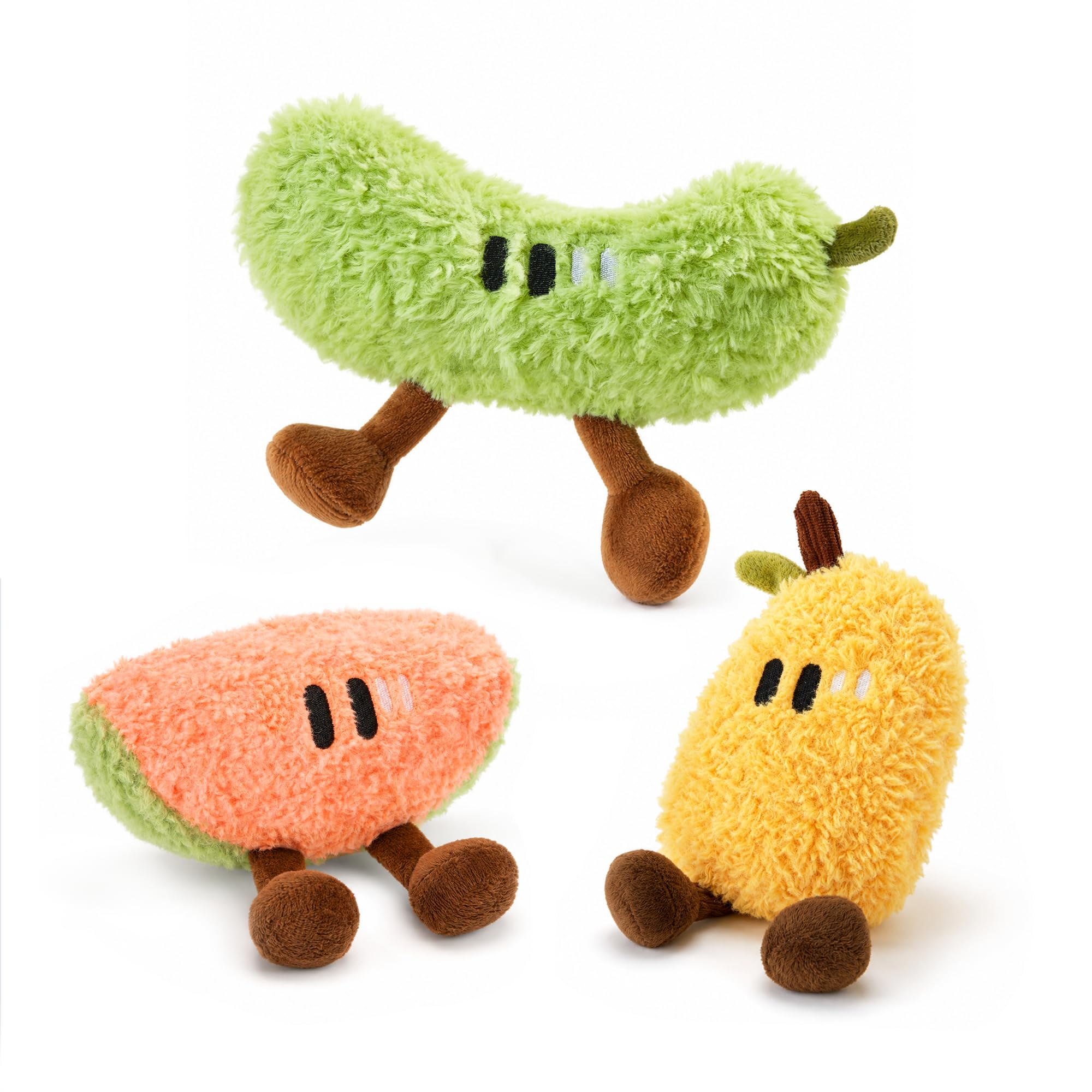 Potaroma Lot de 3 jouets interactifs en peluche à mâcher en forme de fruit avec herbe à chat et papier froissé, mignon pastèque, concombre, mangue, pour chats d'intérieur