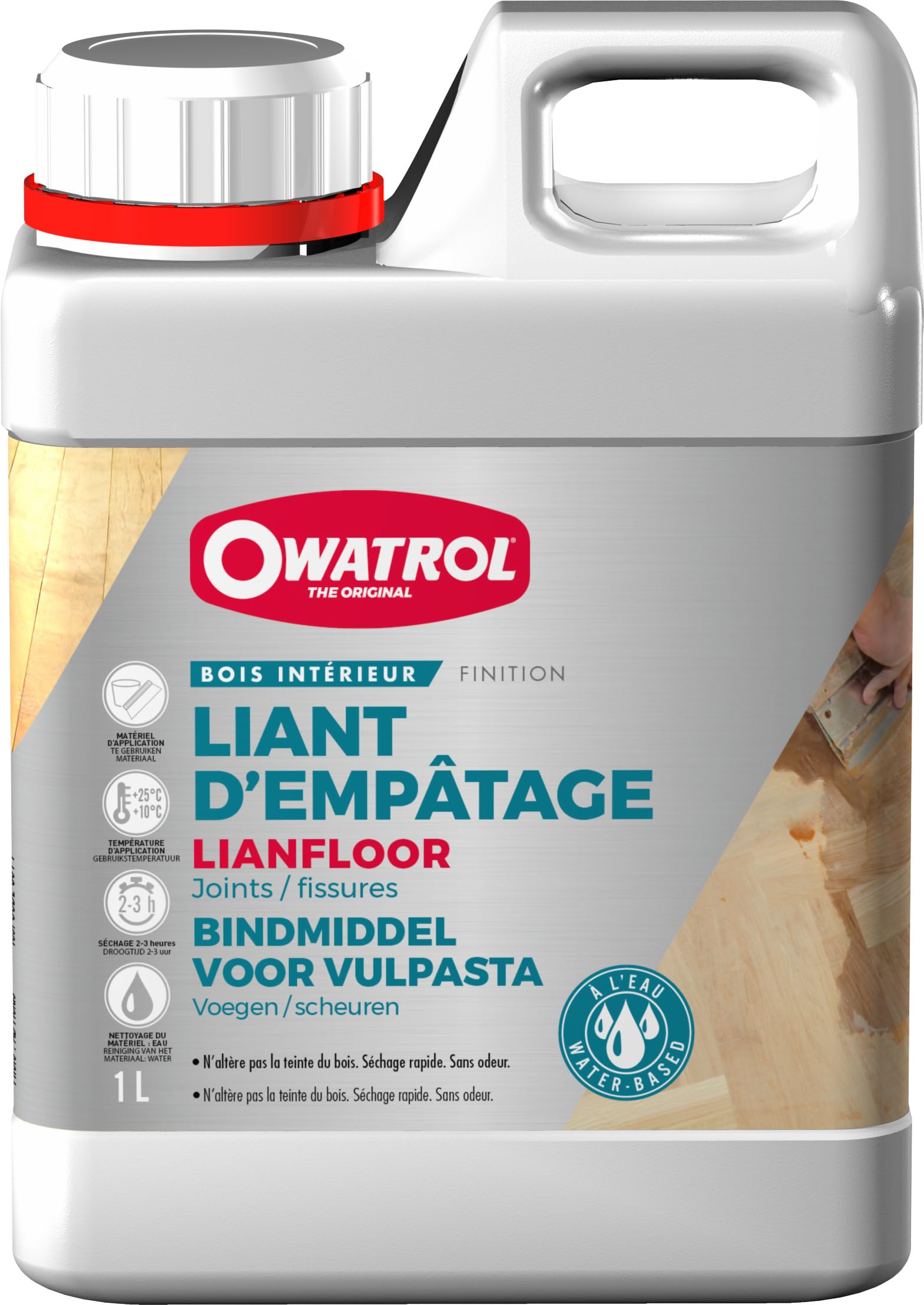 OWATROL - LIANFLOOR® - Liant pour Pate à Bois et Rebouchage Parquet - 2.5L | Rebouchage joints et fissures - A mélanger avec sciure pour une teinte identique - Séchage rapide et ponçage facile