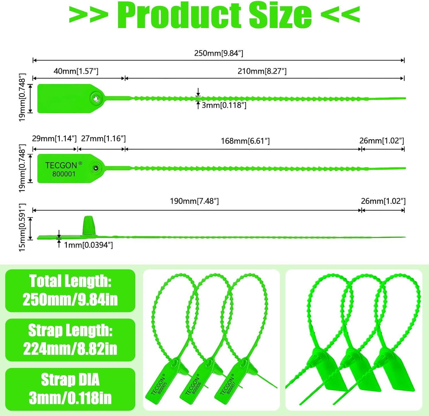 1000 Pack Plastic Tamper Seals Fire Extinguisher Tags Security Tags Seals Safety Numbered Zip Ties Labels Safety Disposable Self Locking Signage 9.84 inch Length - Image 2