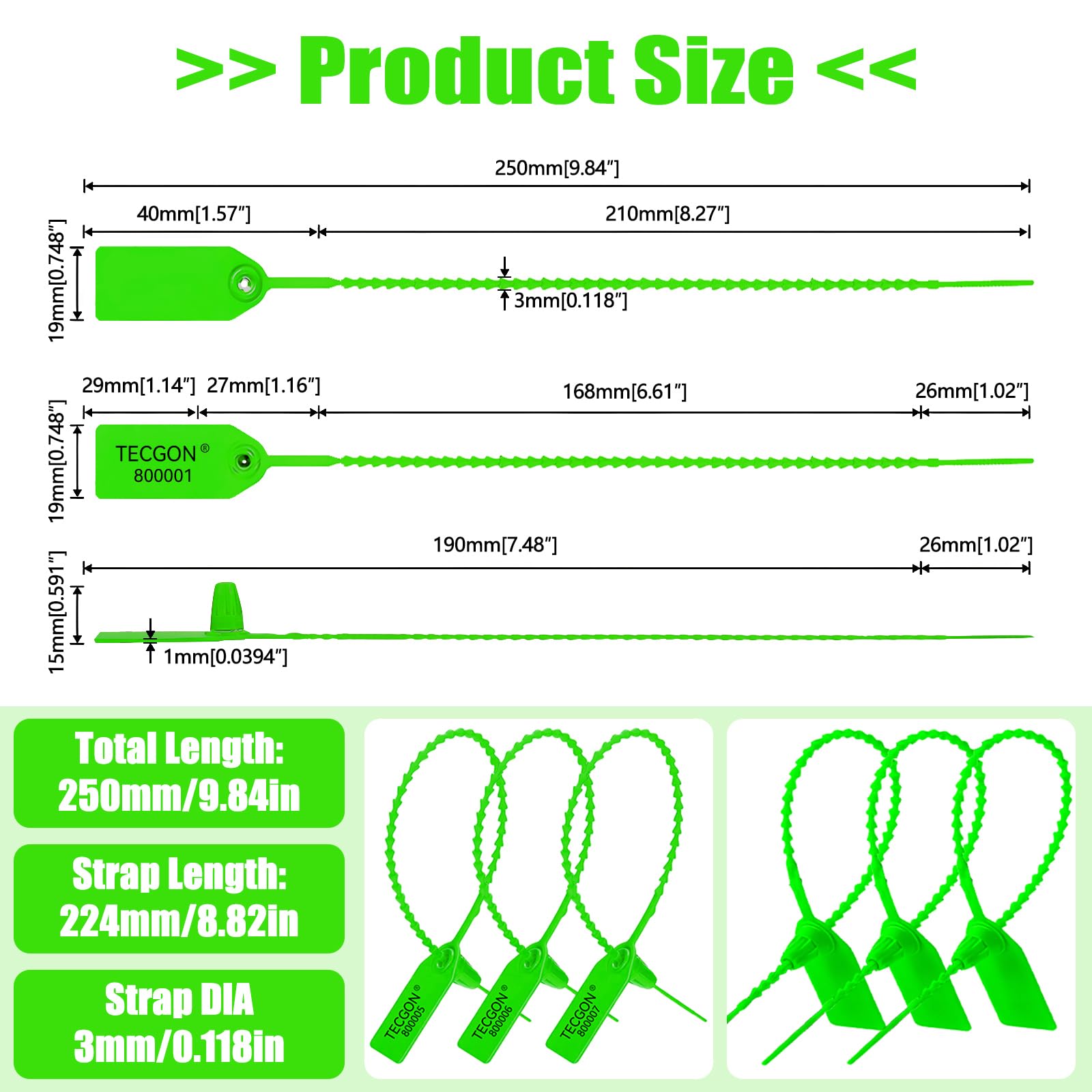 Confezione da 1000 etichette in plastica per estintore, etichette di sicurezza numerate di sicurezza, etichette di sicurezza, usa e getta, autobloccanti, lunghezza 25 cm