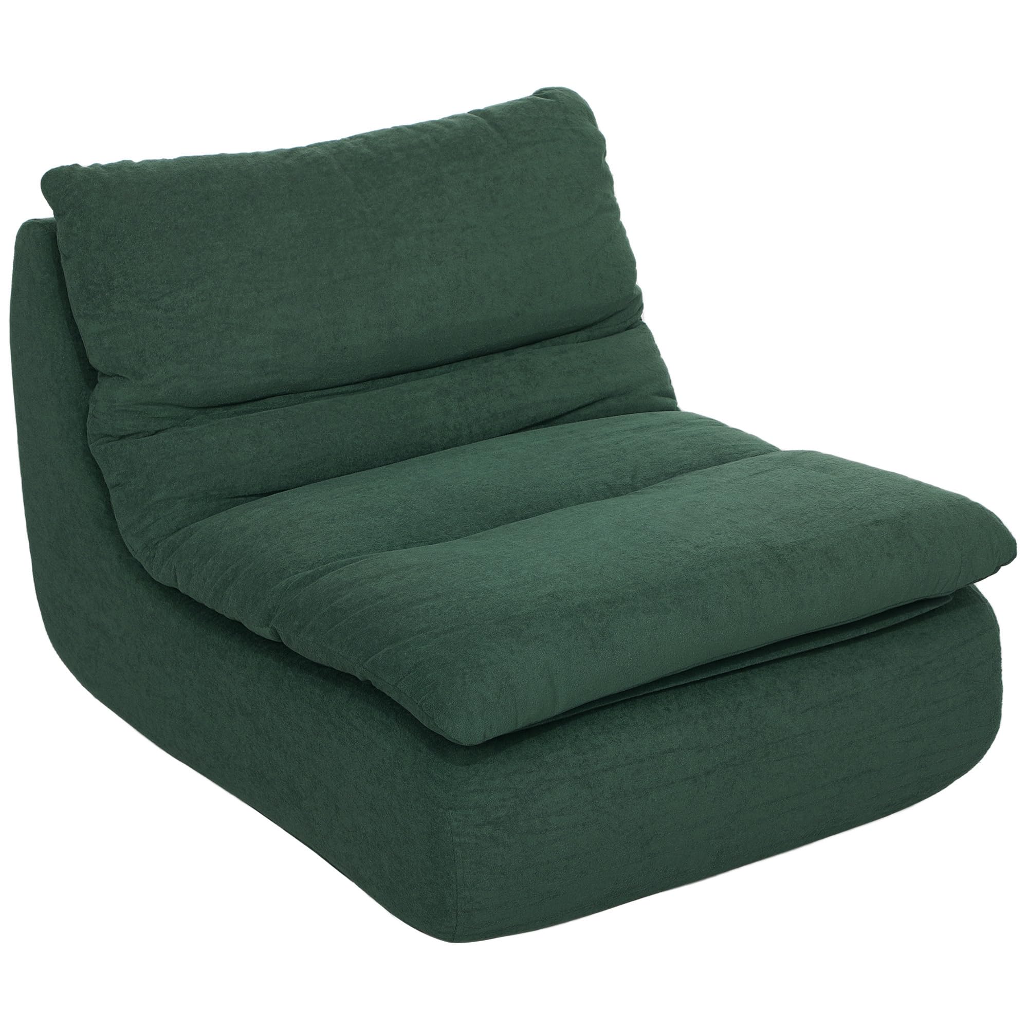 HOMCOM Canapé Paresseux chauffeuse 1 Place Fauteuil de Sol en Mousse Monobloc Ultra Haute densité, Fauteuil pour Salon, Chambre et Bureau, Charge 200 Kg, 82x103x75cm, Vert