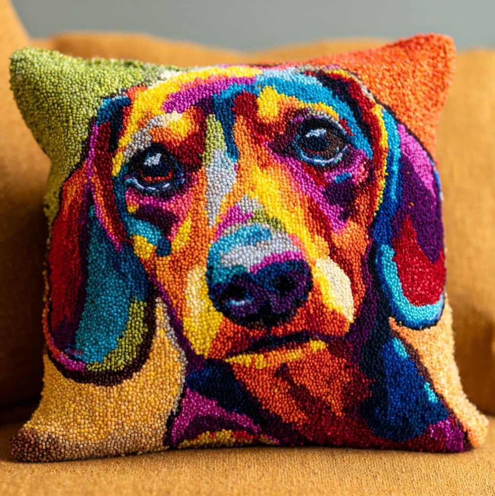 AxiangziK Latch Hook Cushion Kits for Beginners,Dachshund
