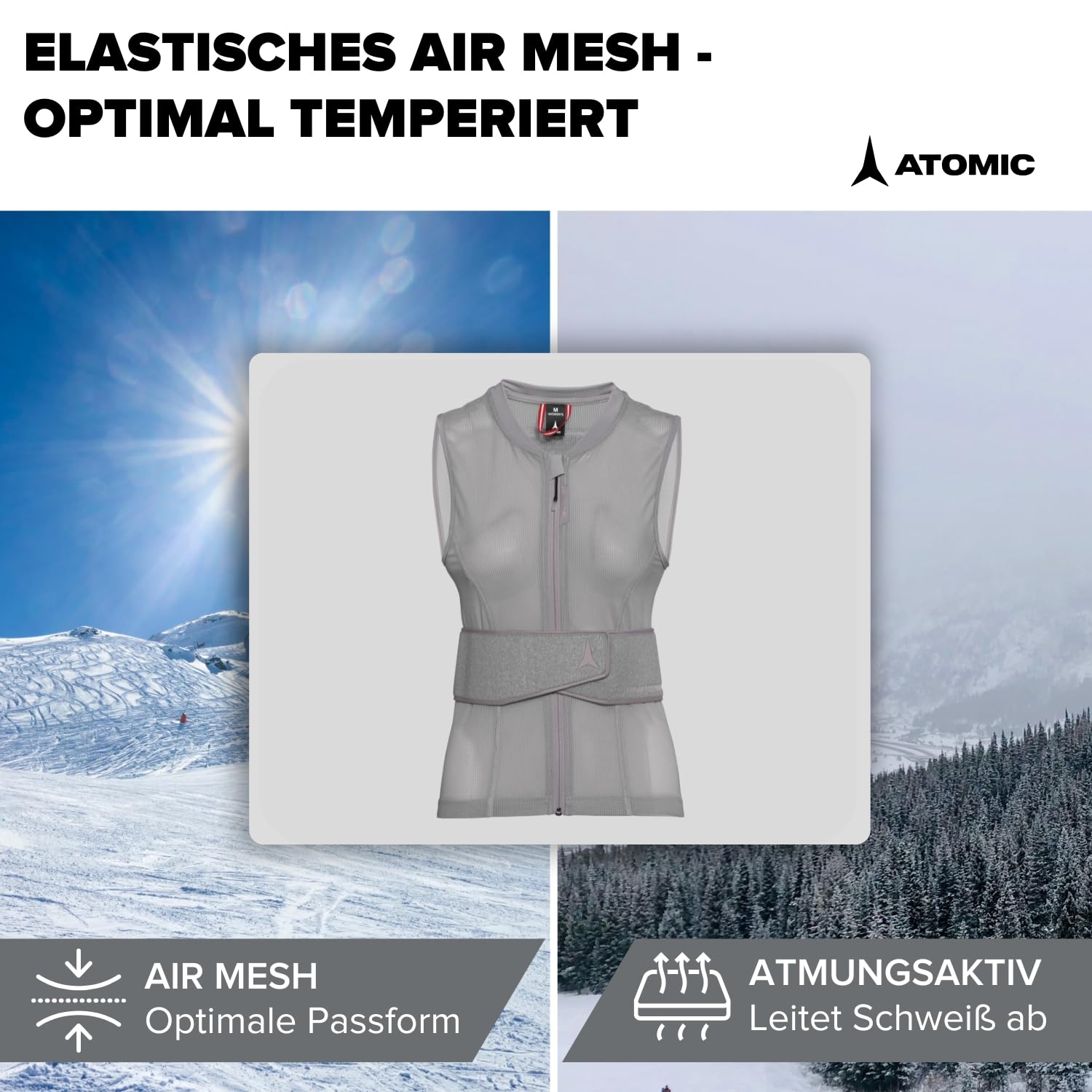 ATOMIC Live Shield Amid Lite Vest W - Damen-Protektorenweste mit AMID-Technologie für maximalen Schutz - Ergonomischer Rückenprotektor aus atmungsaktivem Mesh - Ski-Schutzweste