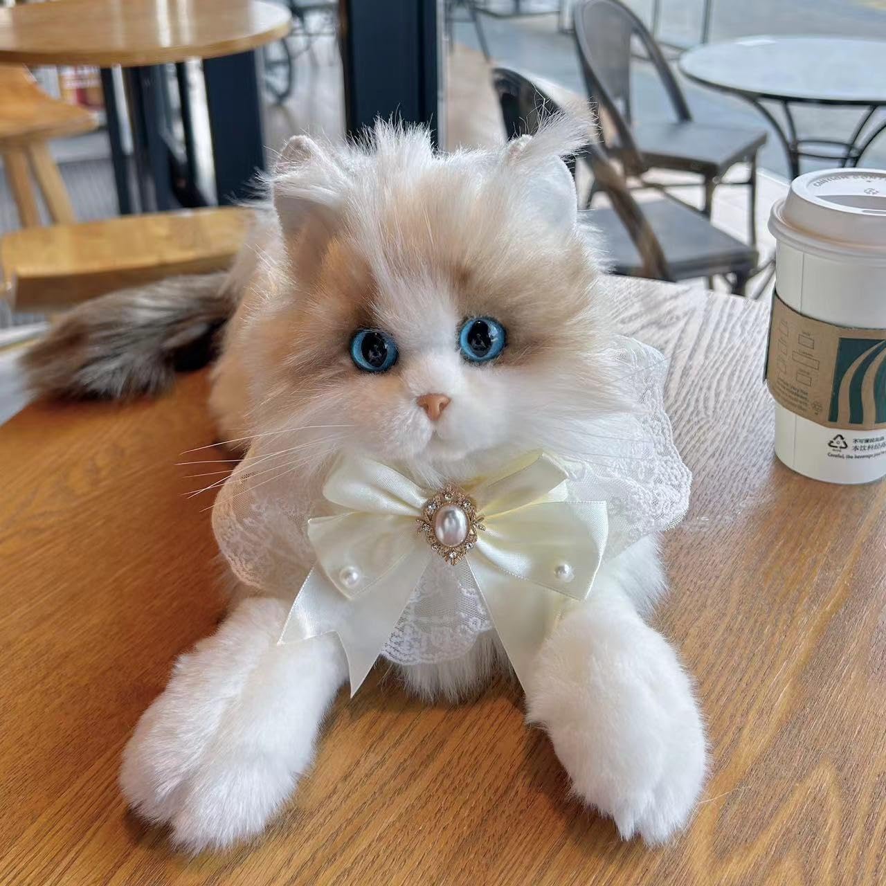 PlüSchtier Katze Niedlich Katzen Deko Realistische Ragdoll- Kuscheltier Flauschig Und Weich PlüSchtiere Stofftier Katze Geschenke FüR Jungen Und MäDchen (25 * 18cm,Standard)