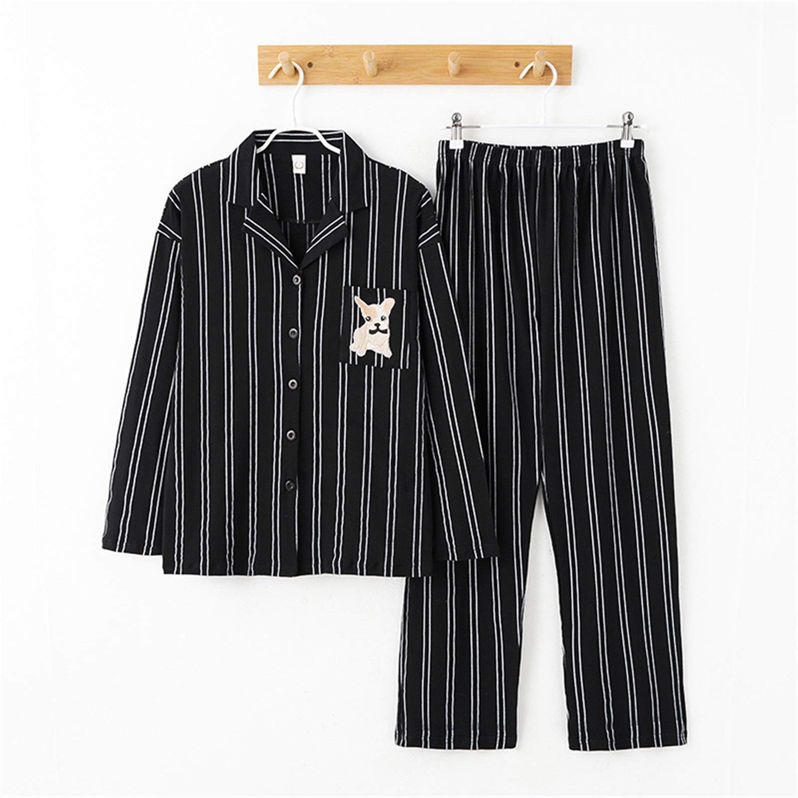 Pijama de invierno para mujer, conjunto de pijama de algodón de manga larga para mujer
