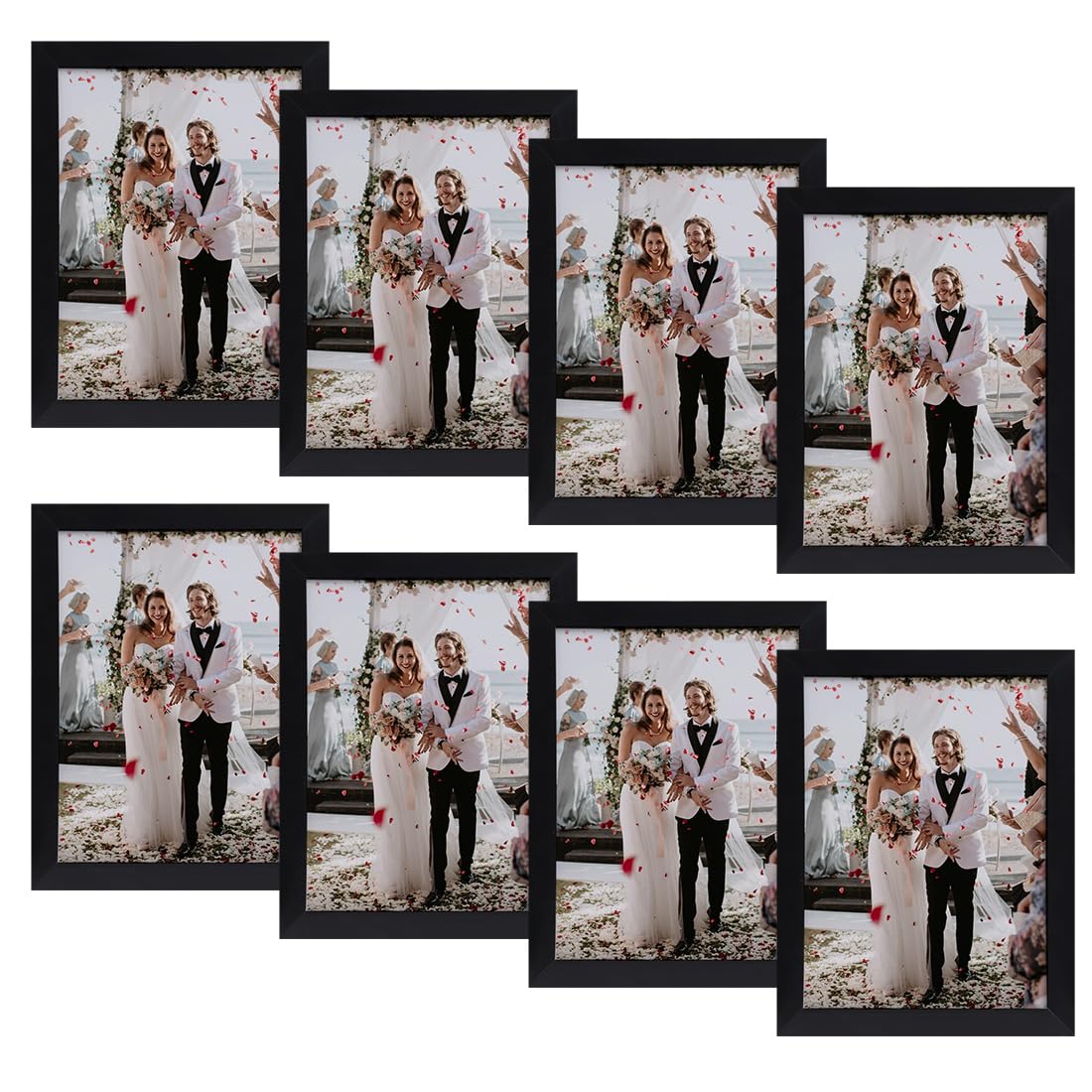 8 Stück Bilderrahmen 10x15 cm, Schwarz Bilderrahmen mit Acrylglas für Wand- und Tischaufstellung, 10x15 cm Portraitrahmen Fotorahmen für Wohnzimmer, Schlafzimmer, Arbeitszimmer - Schwarz