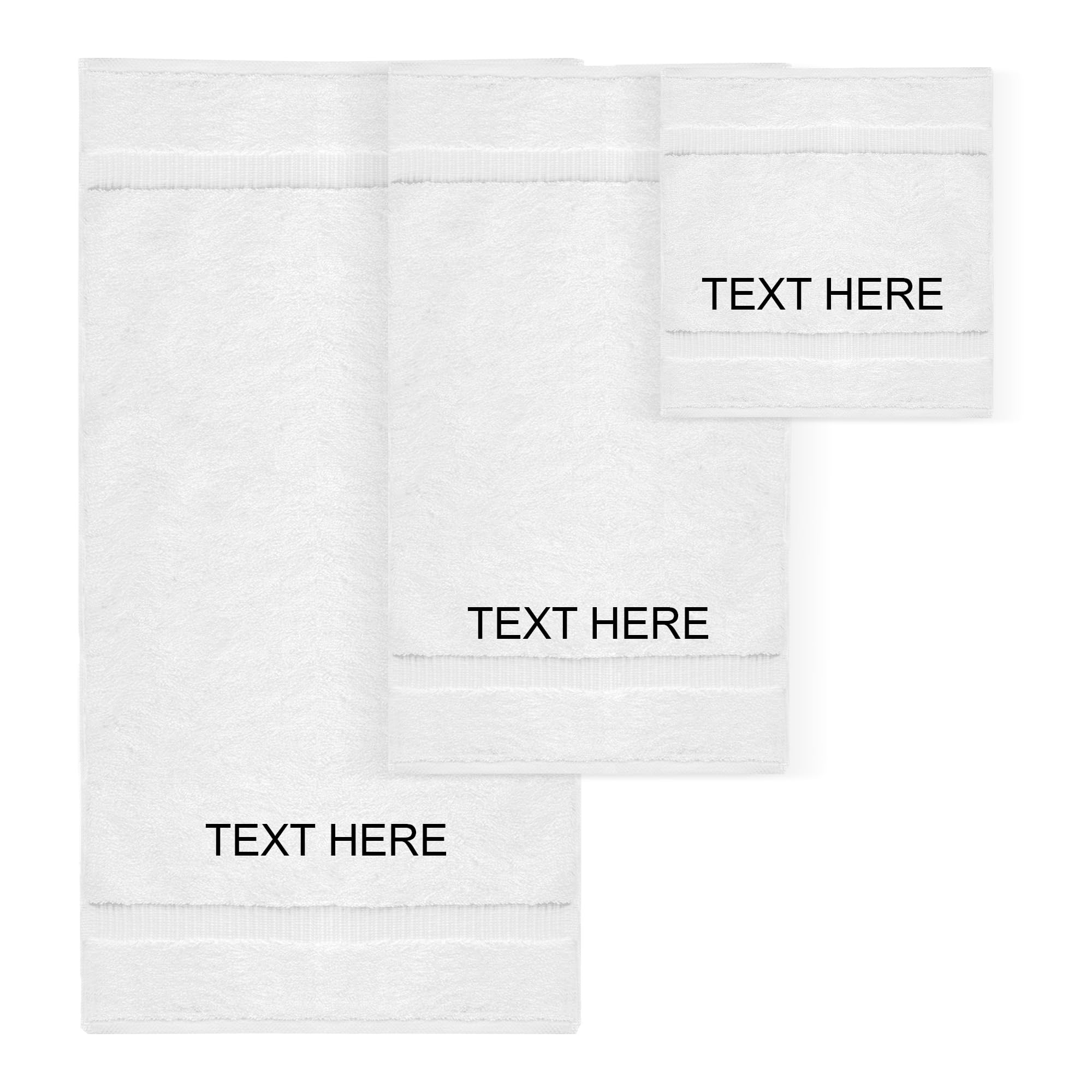 Chakir Turkish Linens | Hotel & Spa Quality 100% Cotton Premium Turkish Towels | Soft & Absorbent (Personalized 3-Piece Towel Set, White)