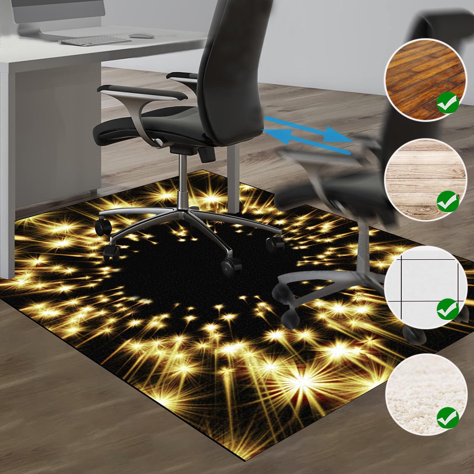 Tapis Chaise de Bureau Gaming, Tapis Protection Sol Chaise Bureau, Tapis de Sol pour Fauteuil, Tapis de Sol Bureau Tissu, Tapis de Protection en Bois/carrelage pour Bureau et Maison 160 x 200 cm