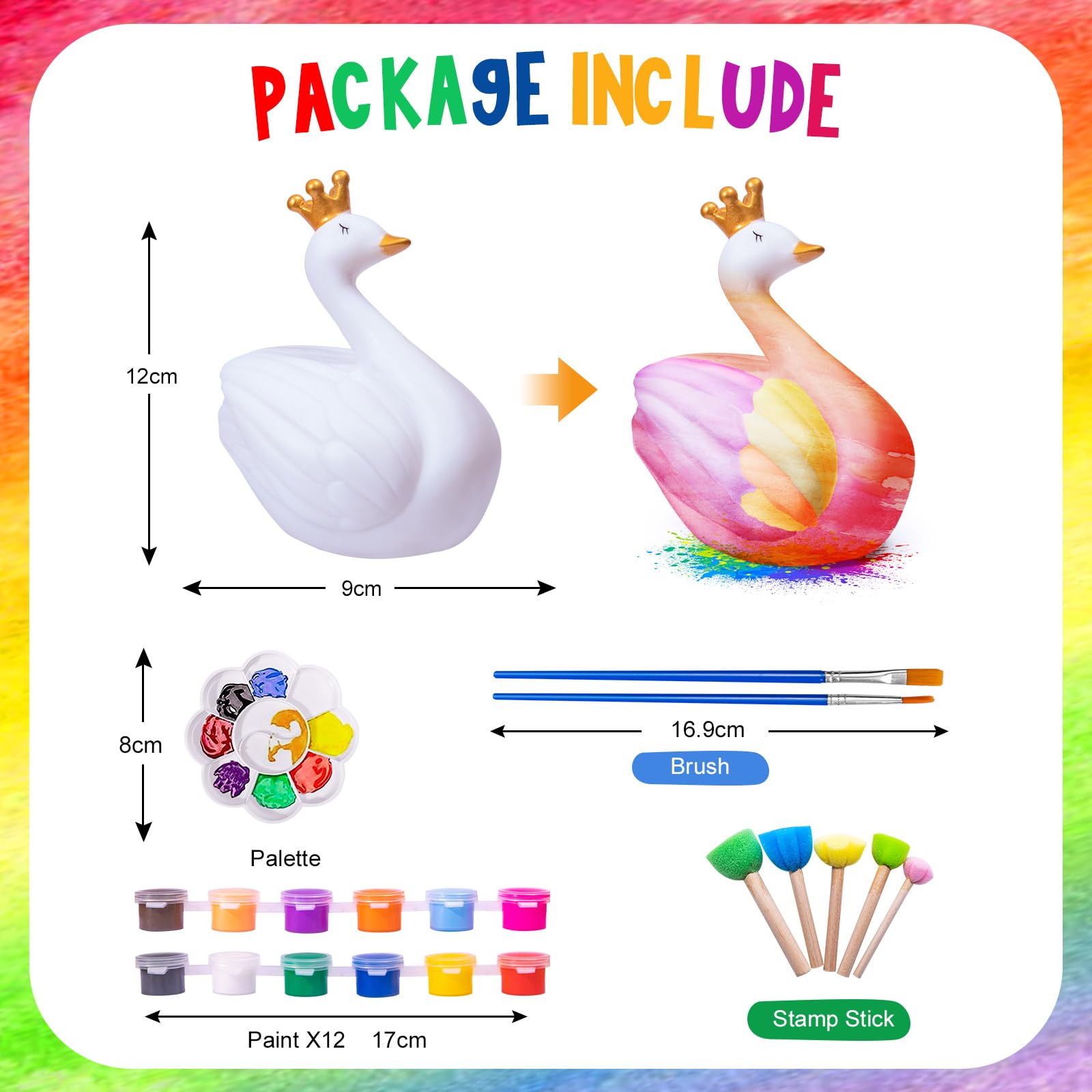 ONLYFUN Kit Creativo Fai da Te - Cigno 3D per Bambine da 6 a 12 Anni - Lampada da Colorare e da Usare come Luce Notturna - Il Regalo di Compleanno Perfetto per Ragazze.