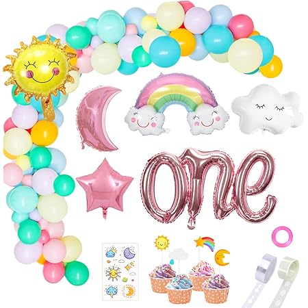 Geburtstagsdeko Mädchen - Pastell Regenbogen Girlande & Ballons Für Kinderparty