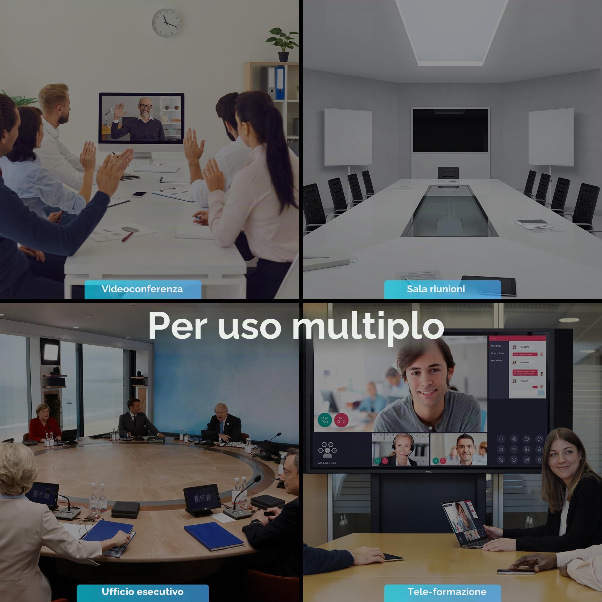 Tenveo Sistema di Telecamera per Conferenze 4K con Microfono Bluetooth, Camera PTZ Zoom Ottico 3X Tracking IA, USB3.0/HDMI, 93° Grandangolo per Videoconferenza, Riunioni, Chiesa, Zoom/Teams/OBS