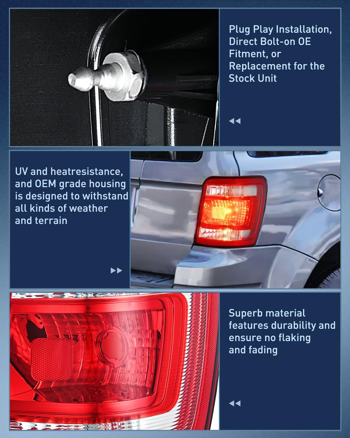 Nilight Taillight Assembly Compatible with 2008 2009 2010 2011 2012 Ford Escape Tail Lights Rear Lamp Replacement OE Style Passenger Side