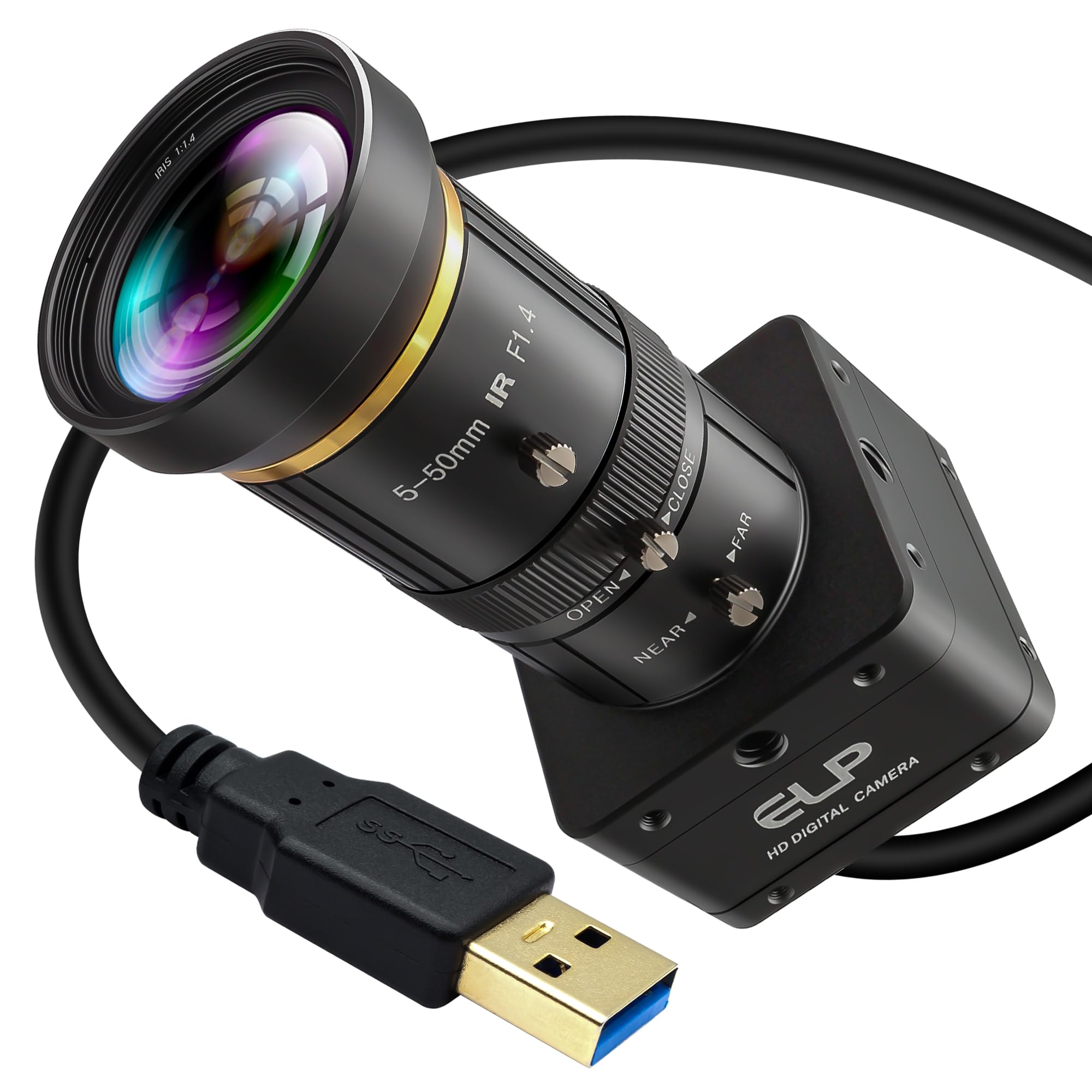 Global Shutter USB3.0 Camera,60fps High Speed,5MP 2592x1944 HD,10X 5-50mm Manual Varifocal Lens,Motion Capture for Industrial Machine Vision,Golf Swing Plug & Play Multi-System Compatible-image-21