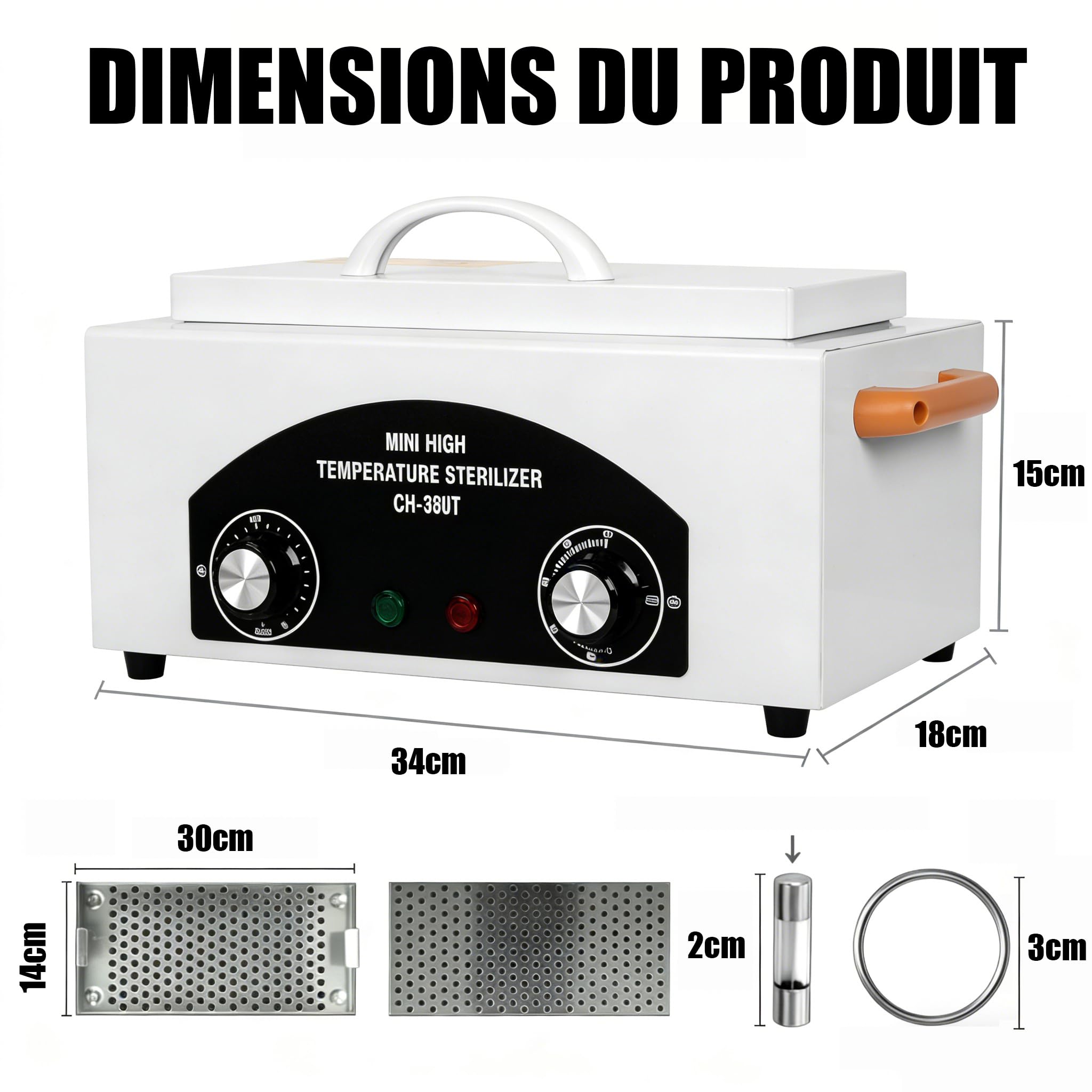 High Temperature Sterilizer, Weiß, mit Timer und Temperaturregler, für Nagelwerkzeuge, 34 x 18 x 15 cm