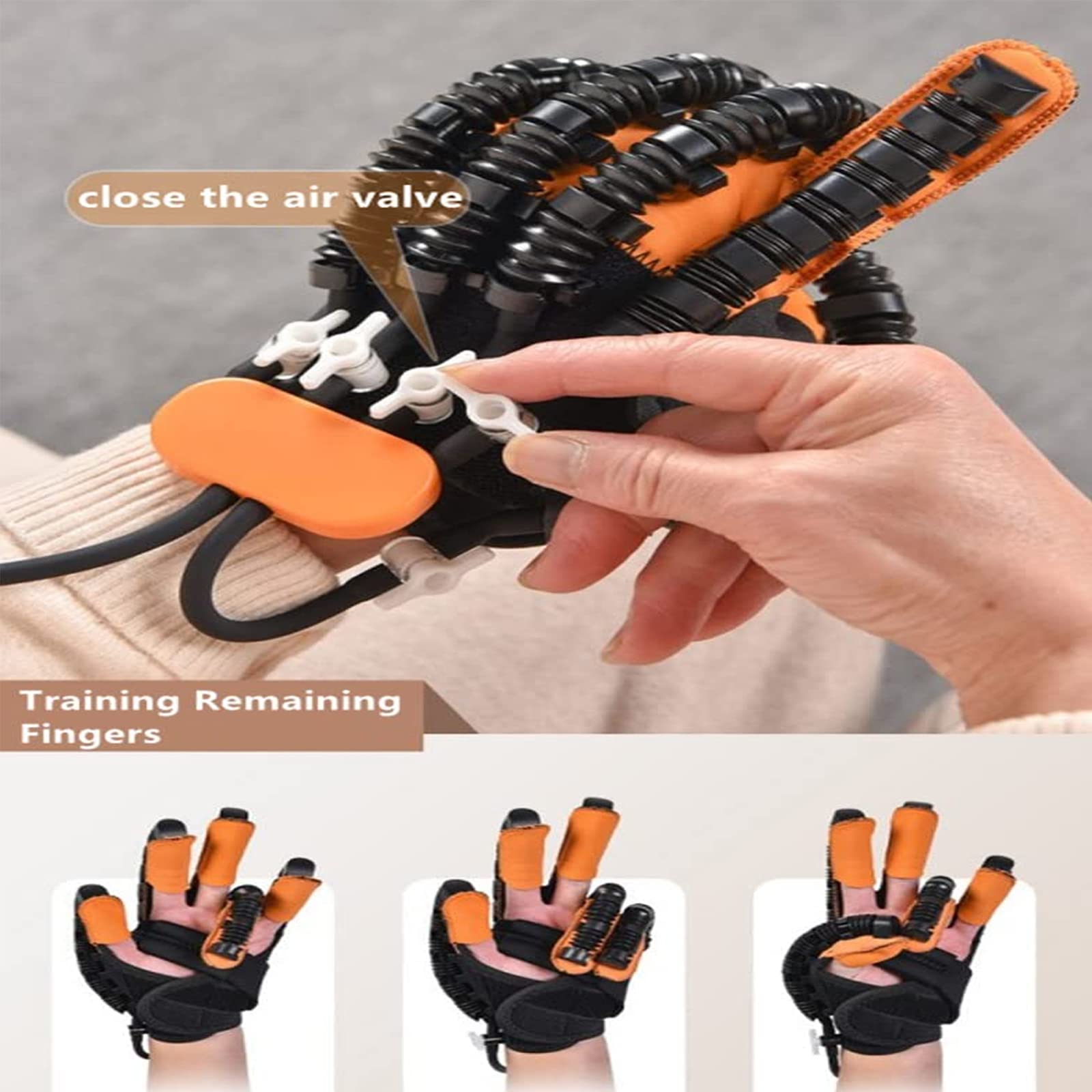 Guantes Robot Rehabilitación,Equipo Recuperación Golpes Mano con Modo Automático Ajustable 9 Velocidades Y Confrontación 3 Velocidades,Estiramiento > 190°,para Parálisis Cerebral Y Artritis
