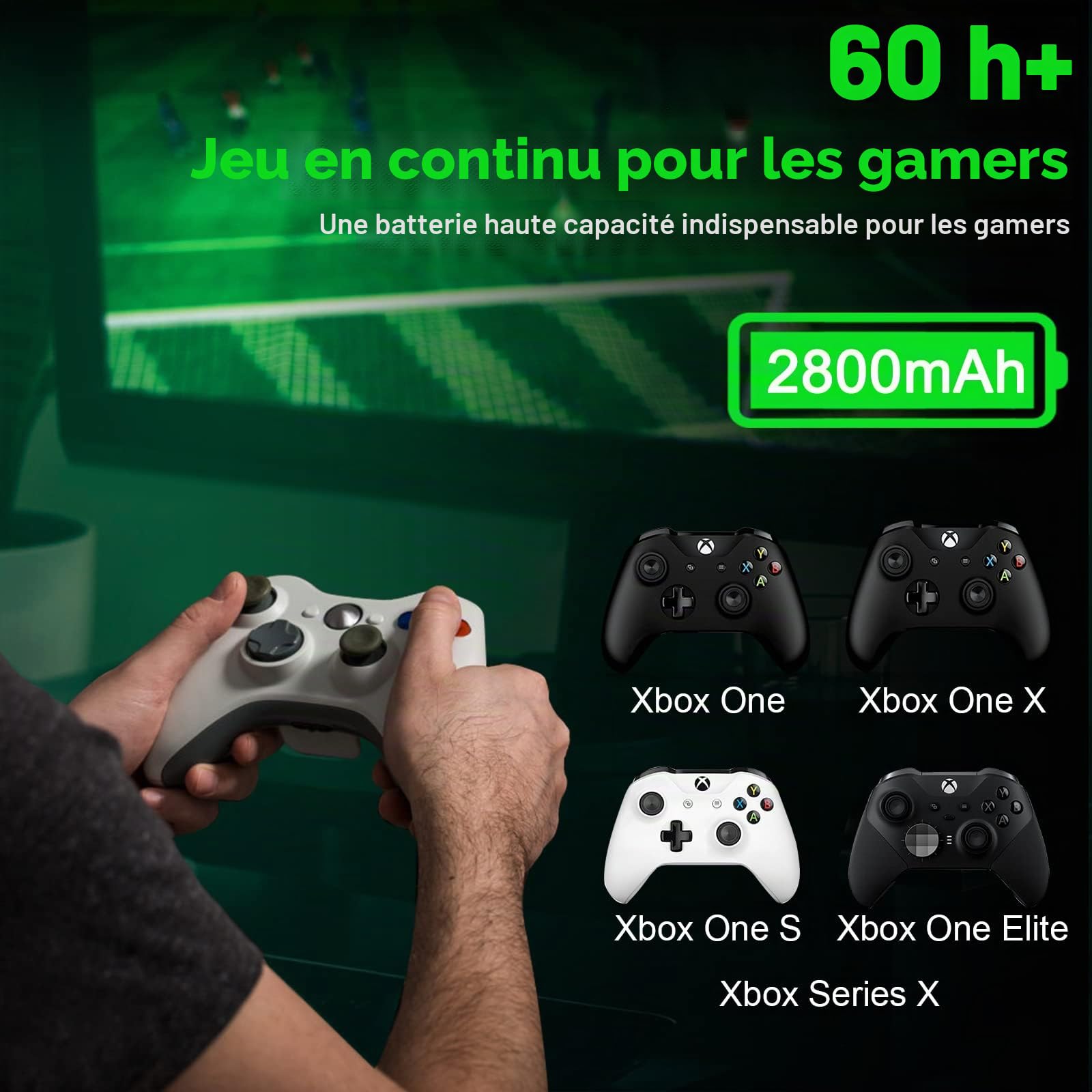 Batterie rechargeable et chargeur pour Xbox One 2800 mAh pour manette sans fil Xbox