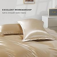 Vista 3 de HOdo Home Funda de edredón de satén, tamaño Queen, 3 piezas, funda de edredón similar a la seda, ultra suave y transpirable, juego de ropa de cama