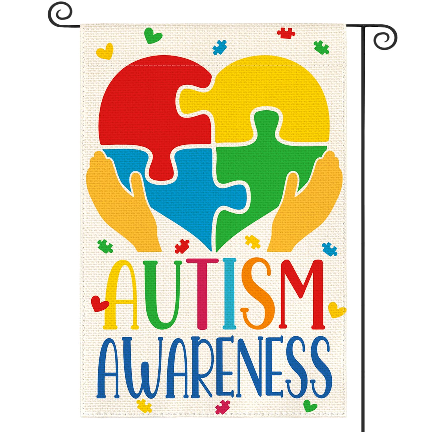 Drapeau de jardin autisme AVOIN 30x45 cm double face puzzle