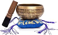 Vista 4 de HIMALAYAN BAZAAR - Juego de cuencos tibetanos de 4 pulgadas, fácil de tocar, auténtico, hecho a mano para meditación, sonido de 7 chakras, curación