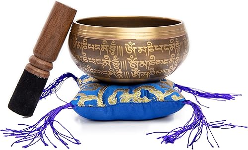 Miniatura 55 de HIMALAYAN BAZAAR - Juego de cuencos tibetanos de 4 pulgadas, fácil de tocar, auténtico, hecho a mano para meditación, sonido de 7 chakras, curación