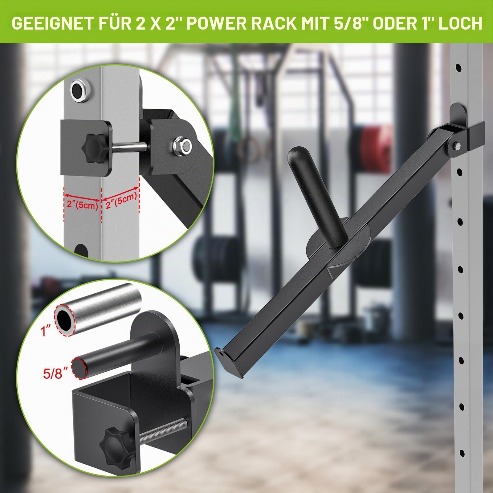 Kipika Belt Squat Lever Arm Attachment for 2„ x 2“ and 3„ x 3“ Square Tube Power Cages - Landmine Attachment for Strength Training - Kompatibel mit 1„ und 2“ Hantelscheiben