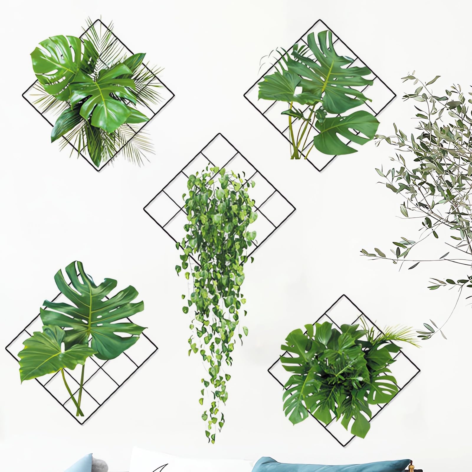 5 Pcs Stickers Muraux Végétaux Autocollants Muraux 3D Adhésif et résistant | Stickers Muraux Cuisine stickers muraux pour porte plante Adaptés à la Chambre, au Salon, au Bureau, à la Cuisine (A)