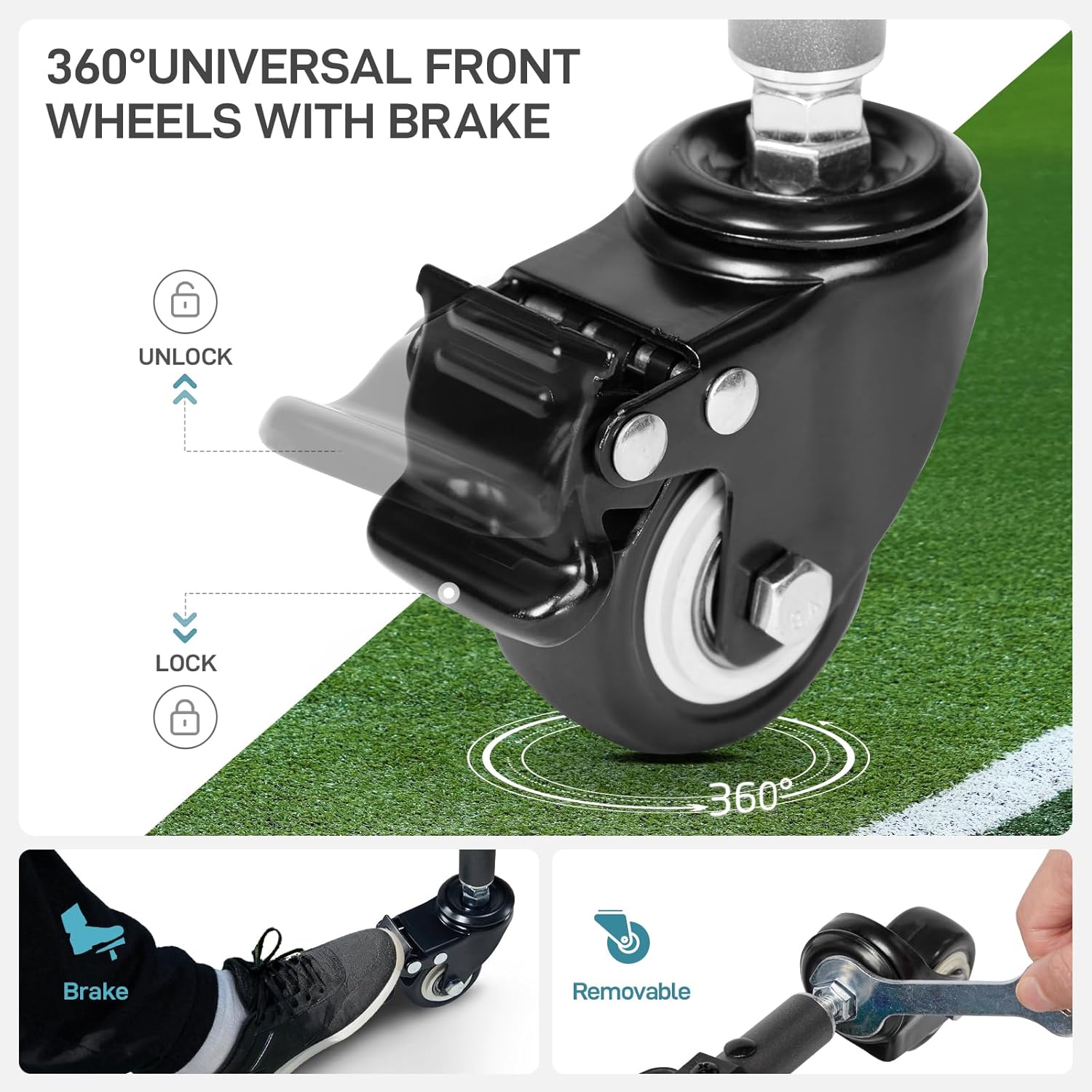 EVER ADVANCED Rolling Ball Storage Cart Lockable Wheels, 33x22.8in/45x25in Collapsible Garage Sports Equipment Organizer for Volleyball Basketball Tennis Toy Storage Multi-Sport Family Gym