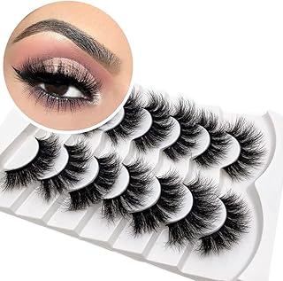 Veleasha False Eyelashes Wispy Faux Mink Lashes Fluffy Handmade Fake Eyelashes Natural Look 7 Pairs Pack Luxury Cat Eye Lashes (801)