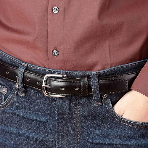 Bullhide Belts Mens Leather Belt For Casual Dress, 1.25" Wide, Black, 38 Inches #TOP3