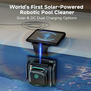 WYBOT S2 Solar Cordless Pool Vacuum Cleaner, App Control & Smart Scheduled Cleaning, Auto-Docking & Charging, 7 Cleaning Modes & Paths, Ideal for In-ground Pools up to 3229 Sq. Ft (Black&Green)