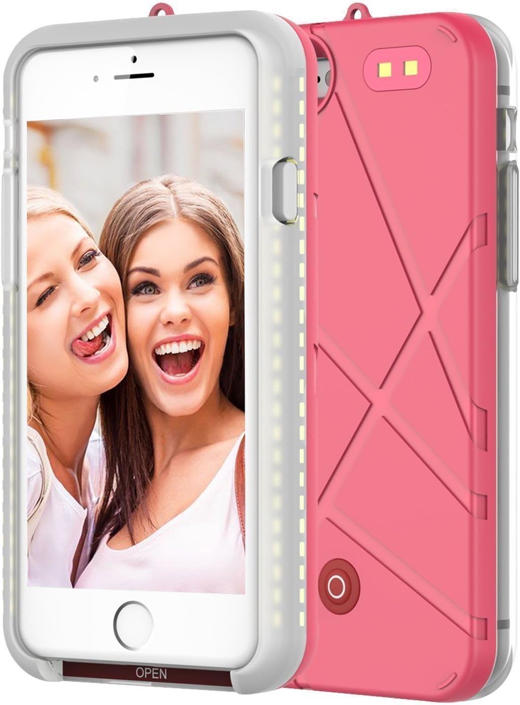 ONTA LED Light Up Luminous Selfie for iPhone 7,iPhone 8, 4.7 Inch Cell Phone Case,Illuminated (Dimmable) Flash Light Battery Charger Case With Rechargeable Backup Power Bank (Pink)