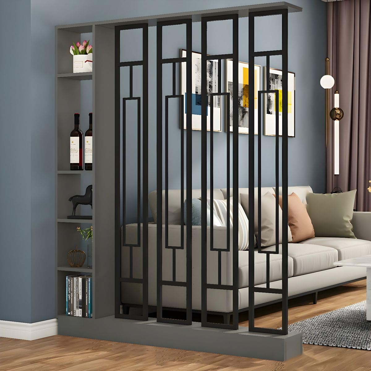 Amazon.com: CraftThink Wall Room Divider, Modern Wood Bookshelf with ...