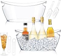 OFFPUFF 2-Pack 5.5L Acrylic Ice Buckets with 12 Champagne Flutes, Scoops & Openers - Party Beverage Tubs