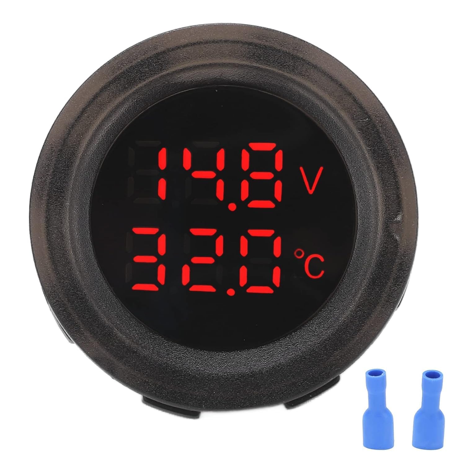 Aramox Voltmètre de Température à Double Affichage pour Voiture et Moto, 12V-24V, Étanche, Noir, ABS, Installation Simple