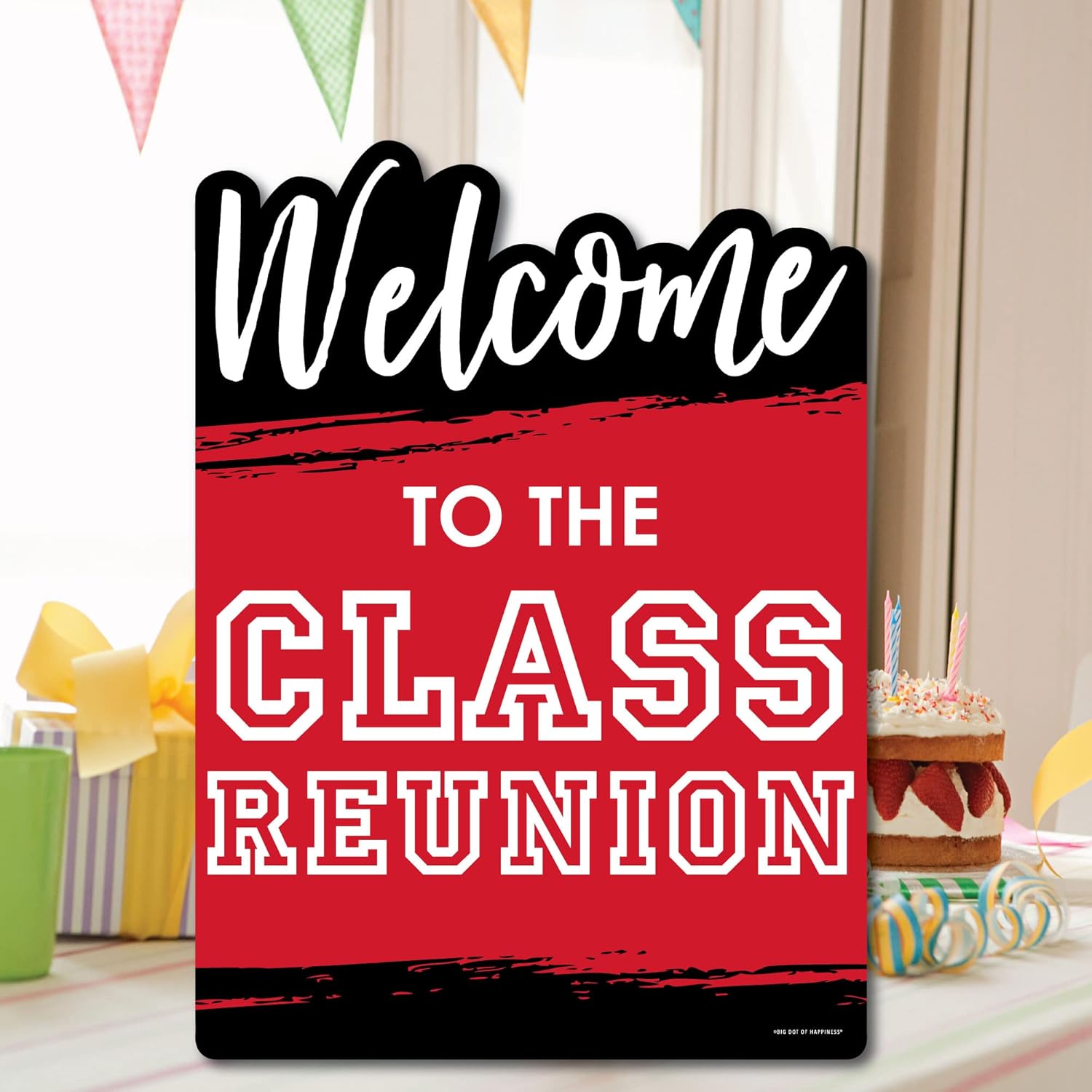 Big Dot of Happiness Reunited Red - Party Decorations - School Class Reunion Party Welcome Yard Sign