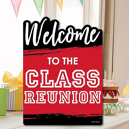 Miniatura 4 de Big Dot of Happiness Reunited Red - Decoraciones de fiesta - Letrero de bienvenida para fiesta de reunión escolar