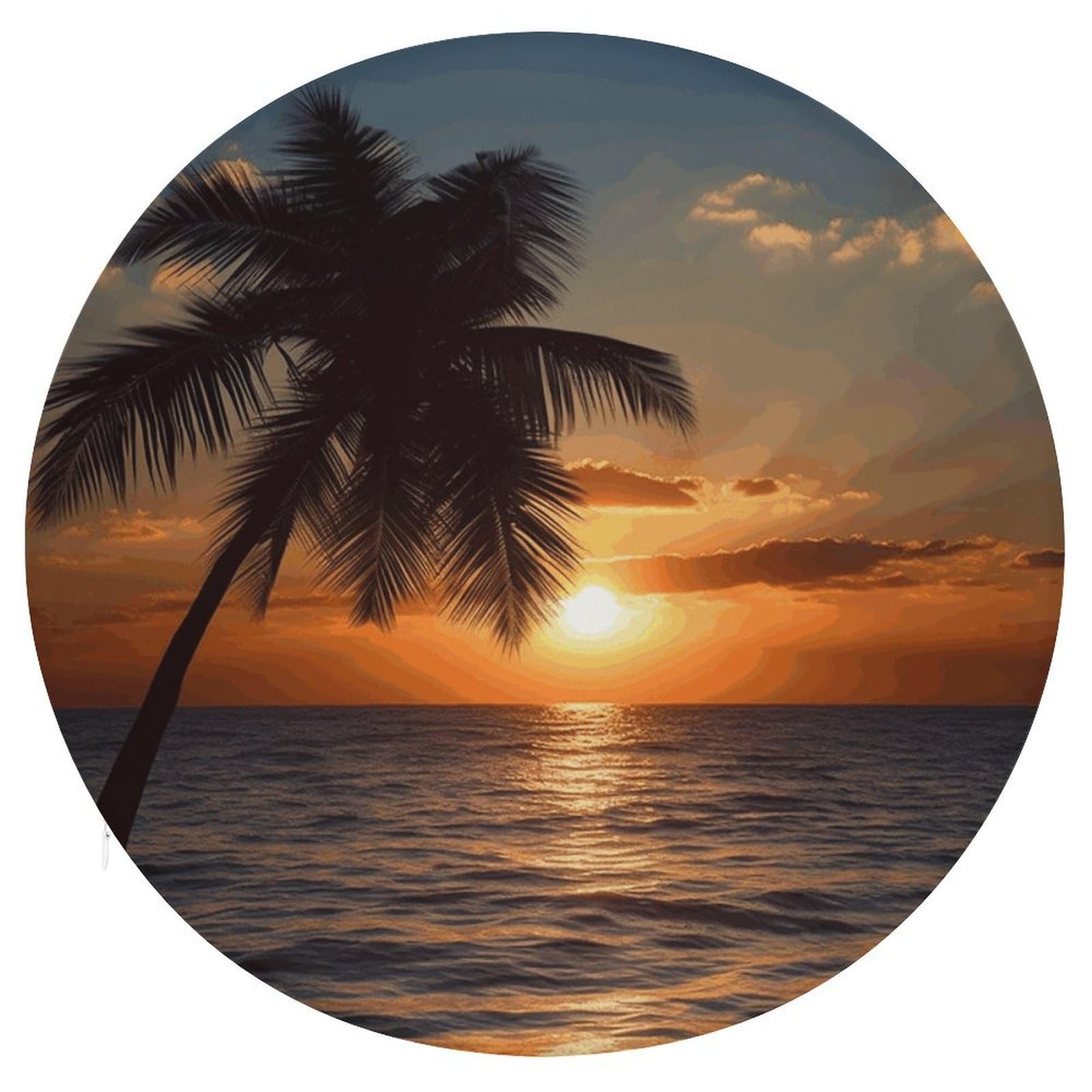 FekiLoot Sunset Palm Tree Ocean Seat Cushion Comfort Memory Foam Seat Cushion Chair Pad Soft Round Stool Cushion Chair Cushion Removable Washable Cover for Home Office Outdoor Bistro 15.35 Inch