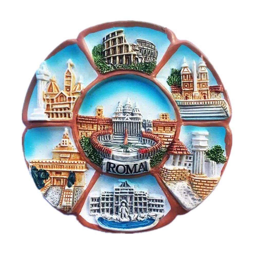 Calamita Da Frigorifero 3D In Resina Piazza San Pietro, Souvenir Di Viaggio Roma, Regalo Turistico Originale, 8x8 Cm, Fatto A Mano