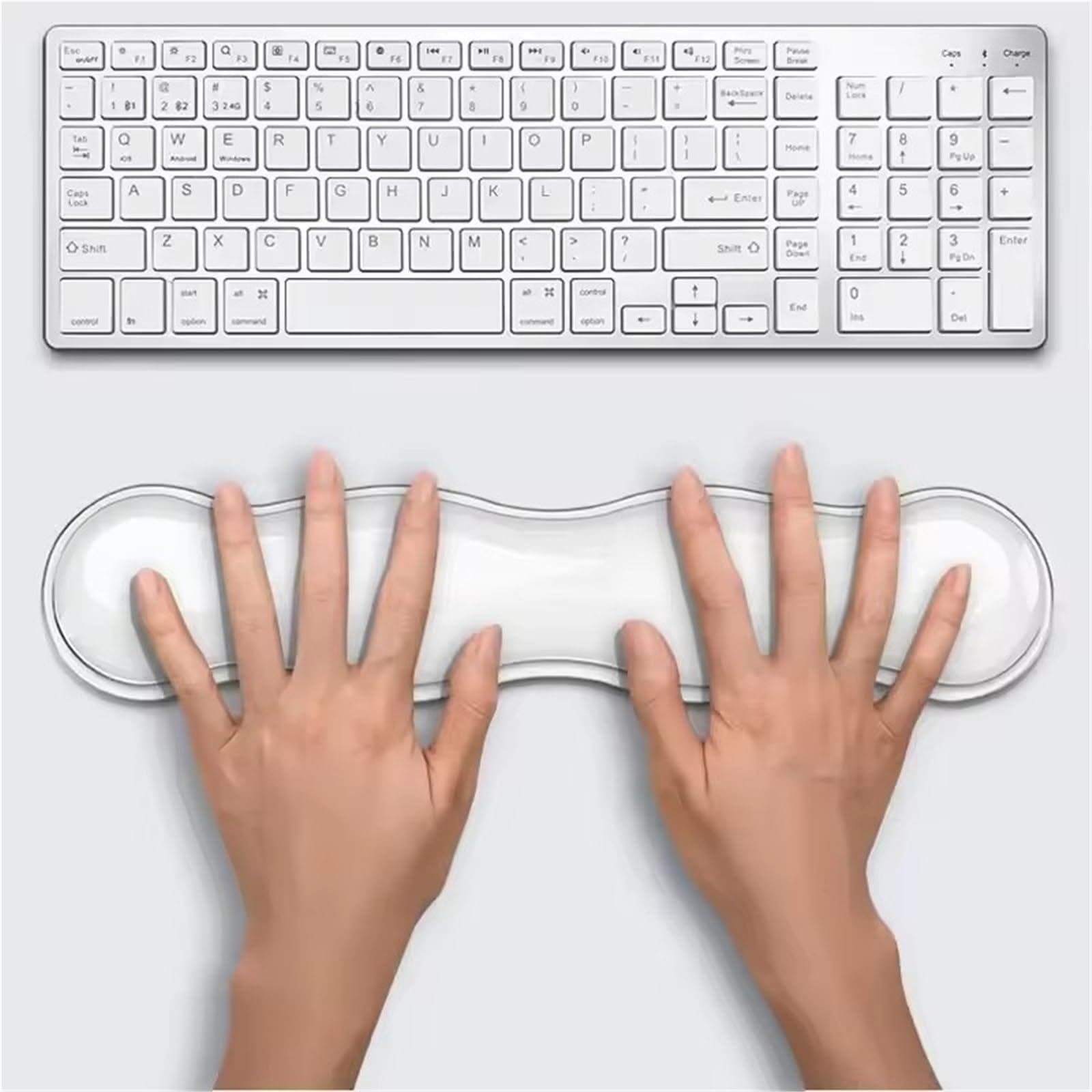 Supporto per polsi da tastiera, Poggiapolsi for mouse con tastiera in silicone Nero Bianco Dimensioni multiple(White-Set)
