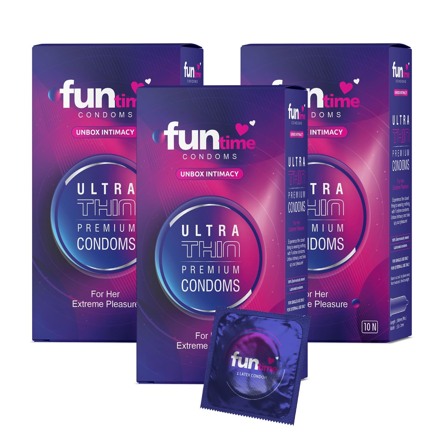 Funtime Contoured Ribbed & Dotted Premium Ultra Thin Condoms for Men, Count 10 – Pack of 3 (Total 30 Condoms)-image-47