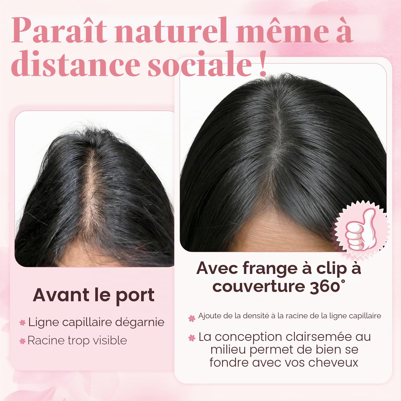 Rich Choices Frange à Clip 100% Cheveux Naturel Postiche Cheveux Naturel Fausse Frange Extensions de Cheveux Remy Clip in Bangs Lisse #2 Marron Foncé