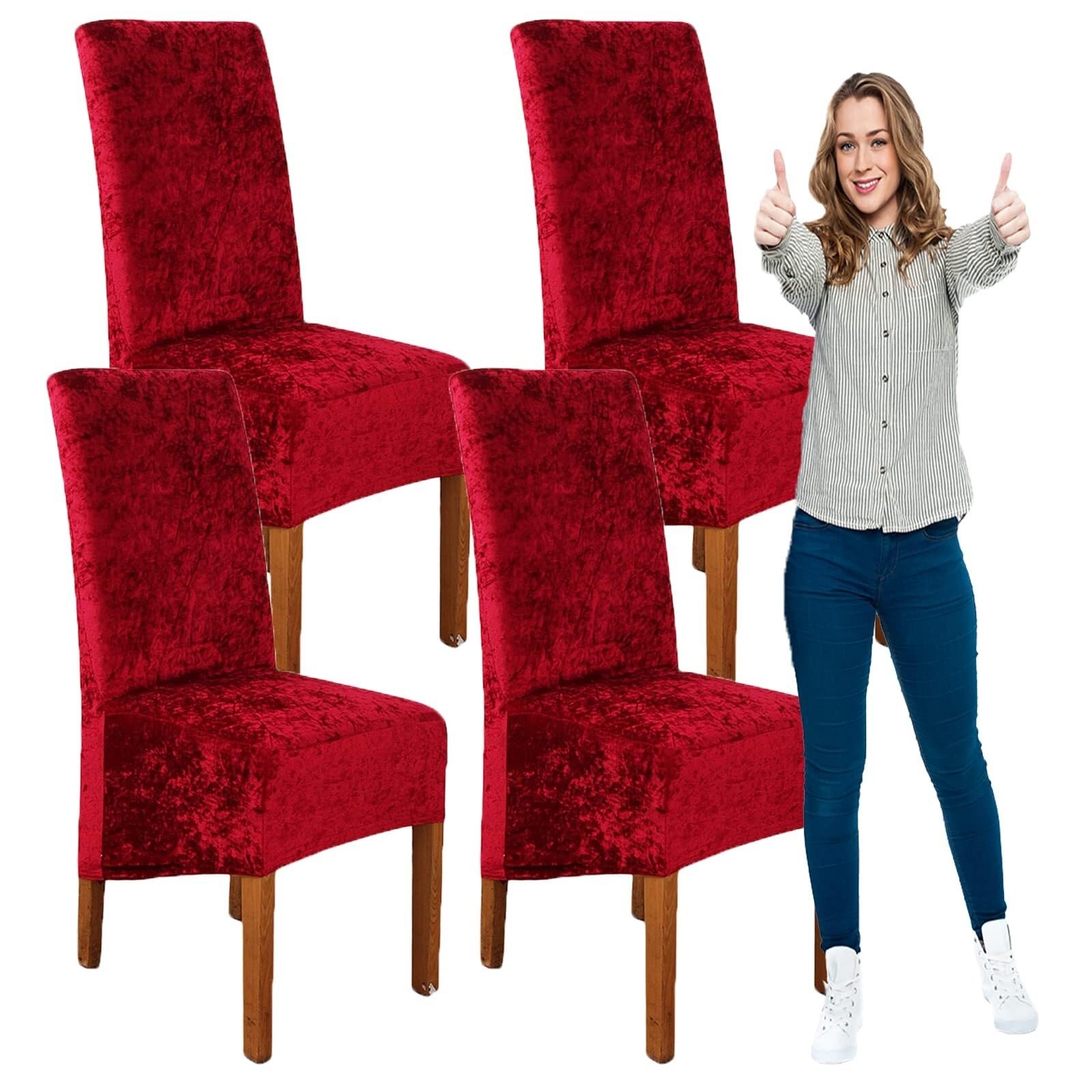 NMVAWIPT Crushed Velvet XL Dining Chair Covers, Elastic Stretch Protective Slipcovers, Ideal For Hotel, Wedding Banquet, Party(30#,4pcs)