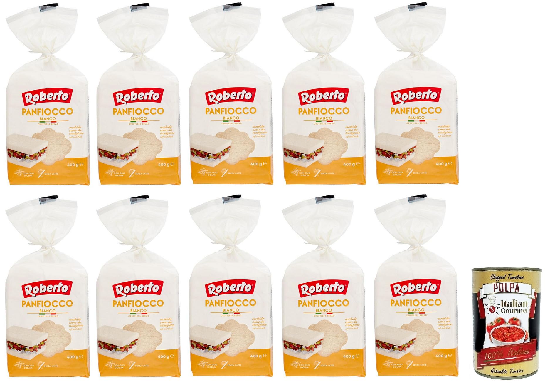 Italian Gourmet Panfiocco Bianco Pane bianco krustenloses Brot 10 x 400g