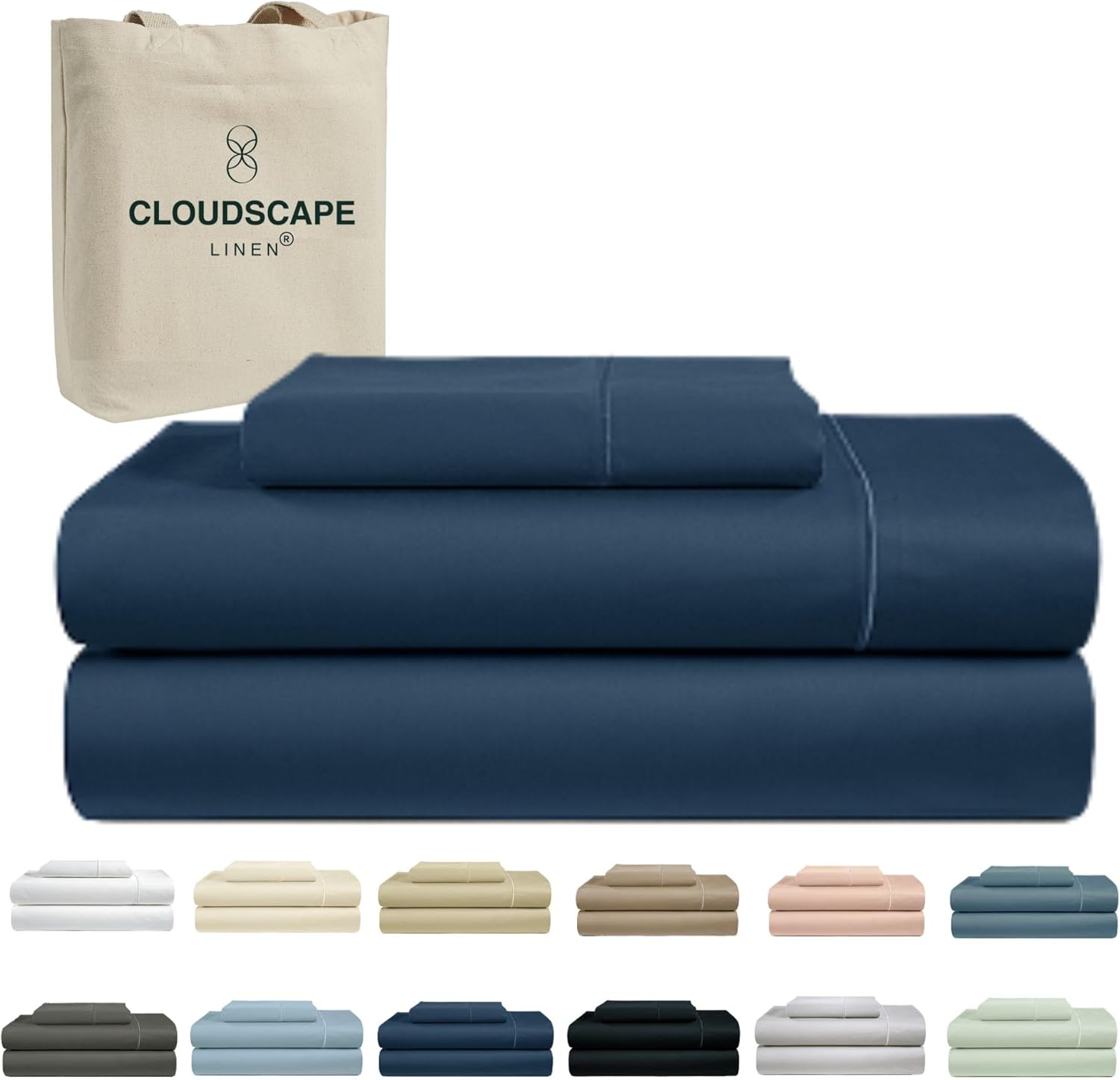 100% Egyptian Cotton Sheets Twin Size, 3 Pieces Luxury Bedding Set, 1000 Thread Count Egyptian Cotton, Silky Soft, Breathable and Durable, Deep Pockets up to 15, Dark Denim