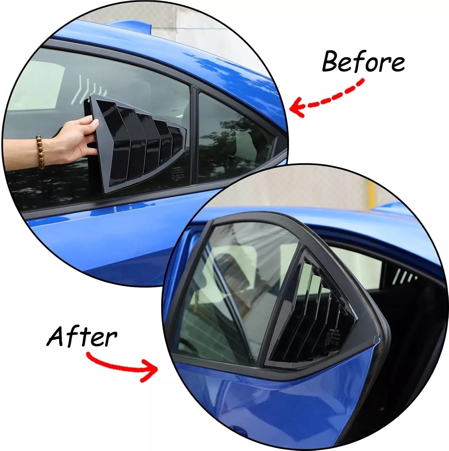 for Subaru WRX STI VB 2022-2025 Car Rear Louver Window Side Shutter Cover Trim Sticker Vent Scoop ABS Carbon Fiber Accessories(Gloss Black)