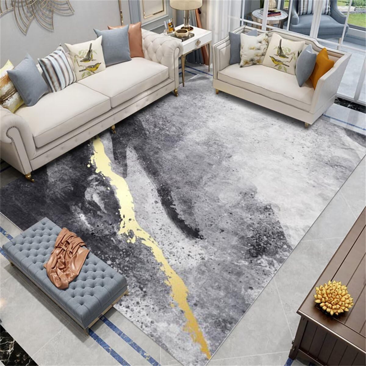 Tapis de salon lavable 200X260CM anti-tache pour simplifier l'entretien du sol