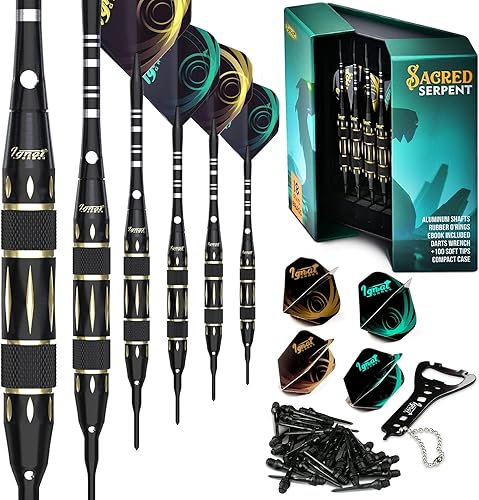IgnatGames Juego de dardos de punta de plástico  Dardos de punta suave para tablero de dardos electrónico  Ejes de aluminio con anillos de O puntas