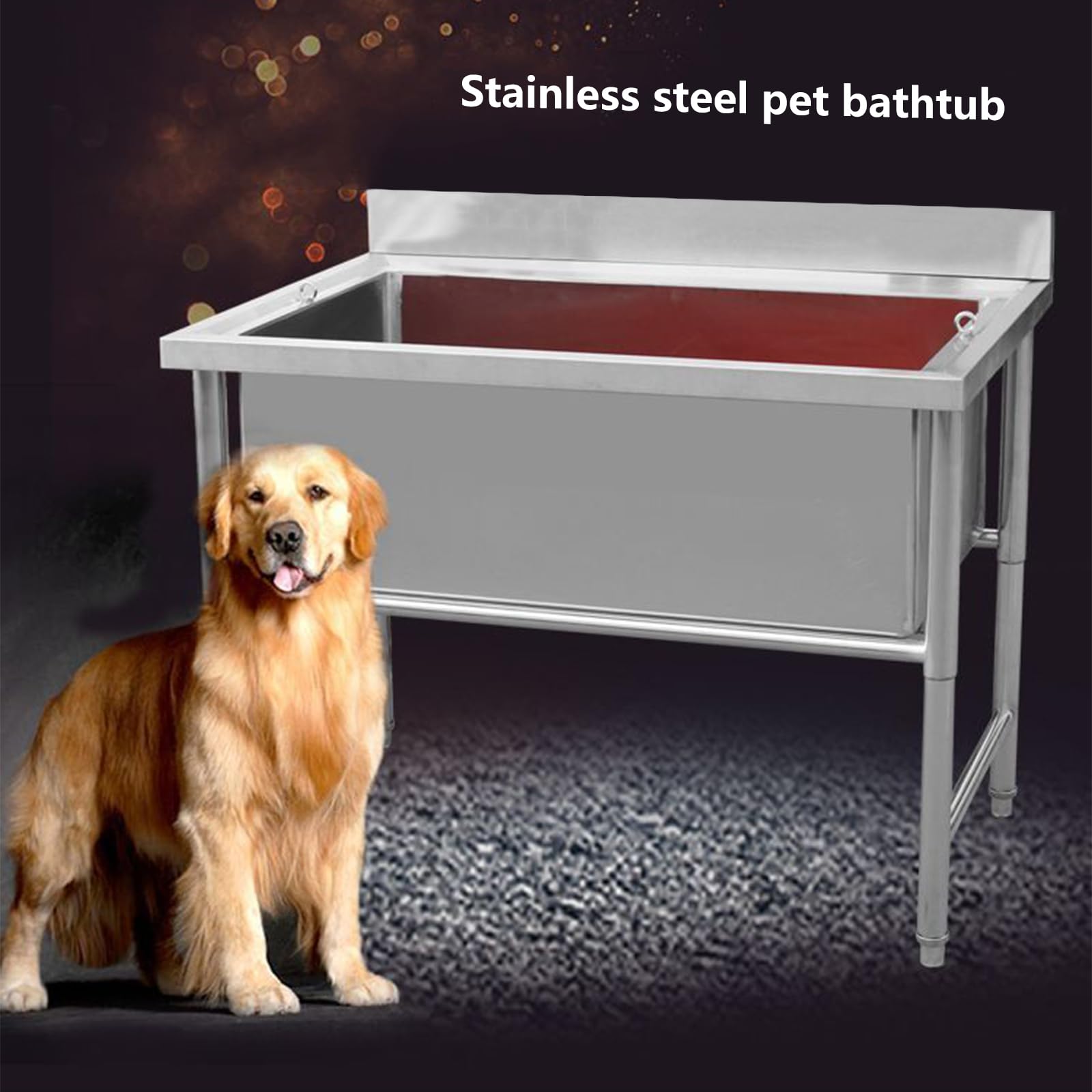 Vasca da bagno per cani, in acciaio inox, per animali domestici grandi e piccoli, con rubinetto, attrezzatura professionale per la toelettatura degli animali domestici